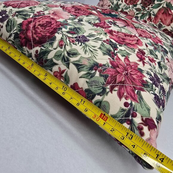 Handmade Quilted 14" Square Throw Pillow Floral Folded Star Starburst Pair 2 - Picture 9 of 11